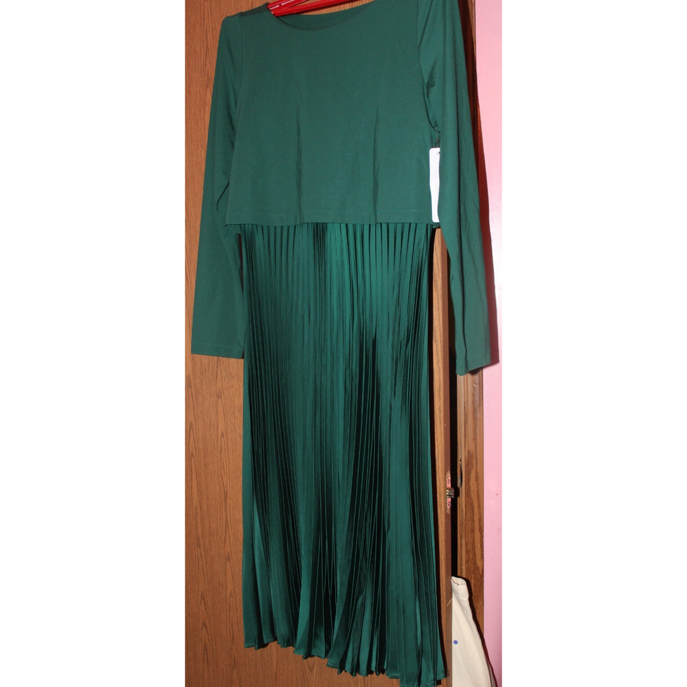 SOFT SURRONDINGS DRESS-GREEN-PLEATED SKIRT-SIZE S-NWT